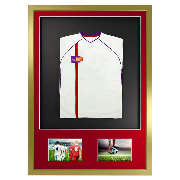 Vivarti DIY 3D Mounted + Double Aperture Sports Shirt Display Gold  Frame with Colour Mounts