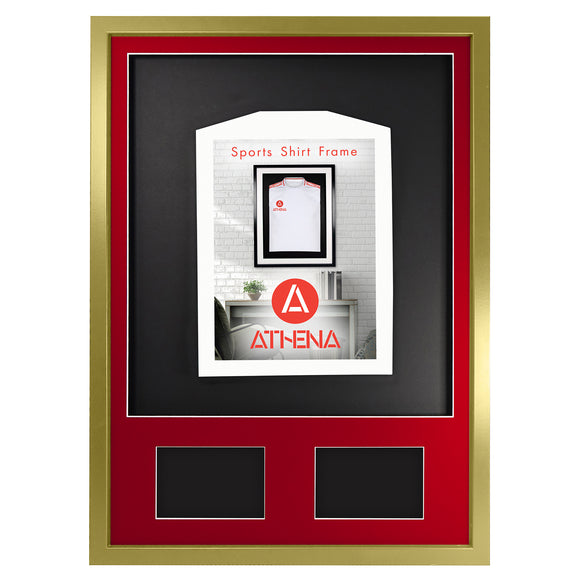 Vivarti DIY 3D Mounted + Double Aperture Sports Shirt Display Gold  Frame with Colour Mounts