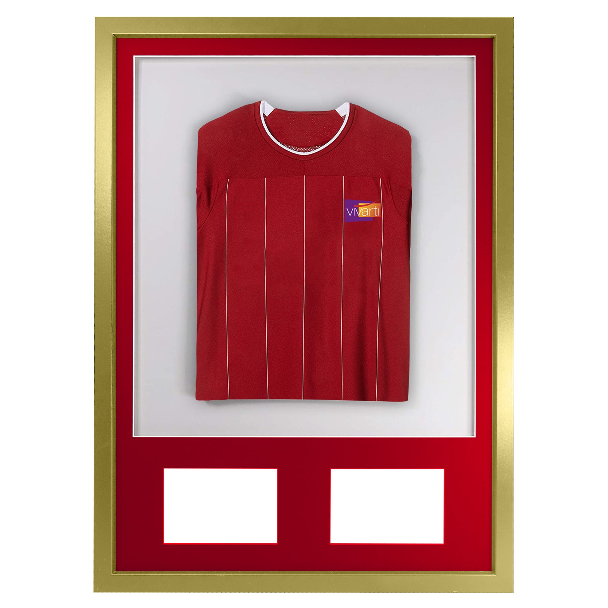 Vivarti DIY 3D Mounted + Double Aperture Sports Shirt Display Gold  Frame with Colour Mounts