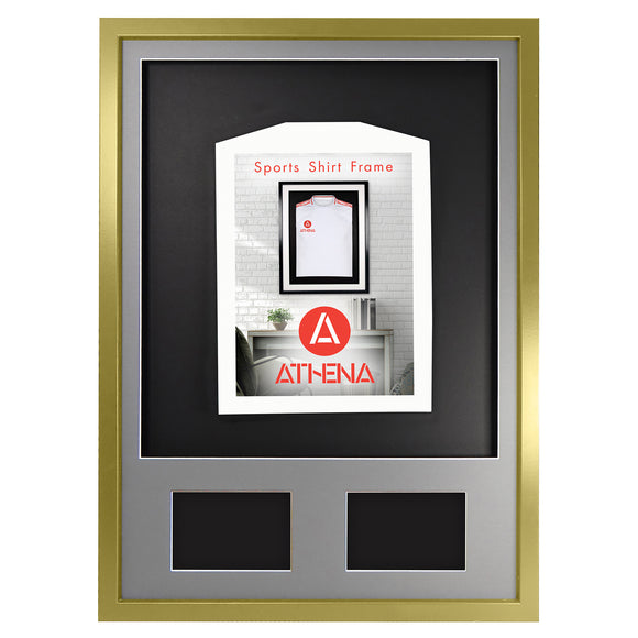 Vivarti DIY 3D Mounted + Double Aperture Sports Shirt Display Gold  Frame with Colour Mounts