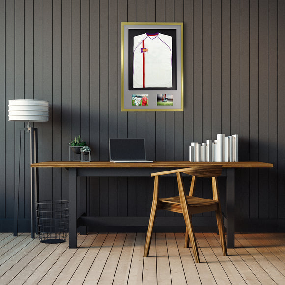 Vivarti DIY 3D Mounted + Double Aperture Sports Shirt Display Gold  Frame with Colour Mounts