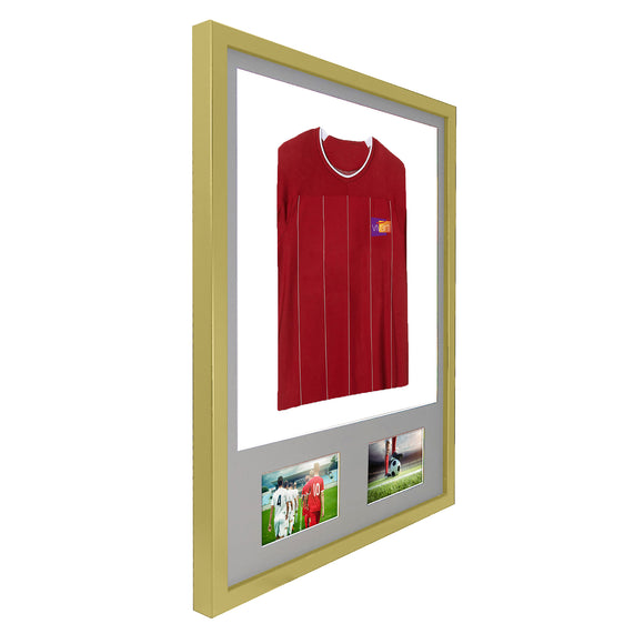 Vivarti DIY 3D Mounted + Double Aperture Sports Shirt Display Gold  Frame with Colour Mounts
