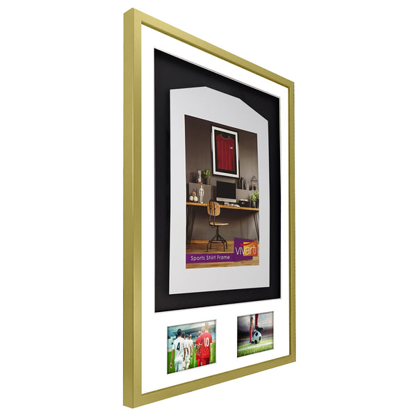 Vivarti DIY 3D Mounted + Double Aperture Sports Shirt Display Gold Frame