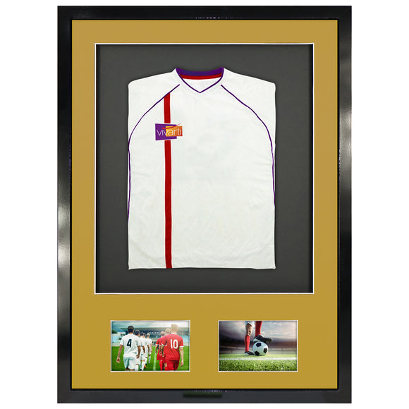 Vivarti DIY 3D Mounted + Double Aperture Sports Shirt Display Gloss Black Frame with Colour Mounts