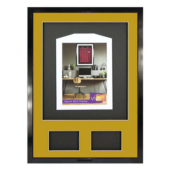 Vivarti DIY 3D Mounted + Double Aperture Sports Shirt Display Gloss Black Frame with Colour Mounts