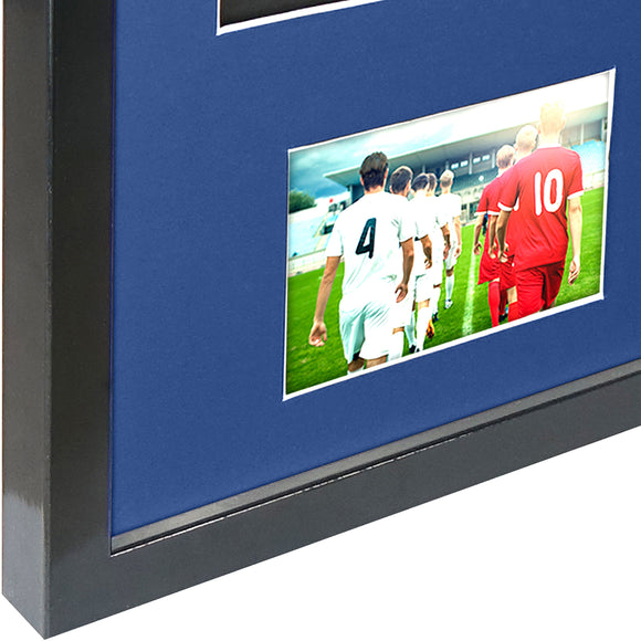 Vivarti DIY 3D Mounted + Double Aperture Sports Shirt Display Gloss Black Frame with Colour Mounts