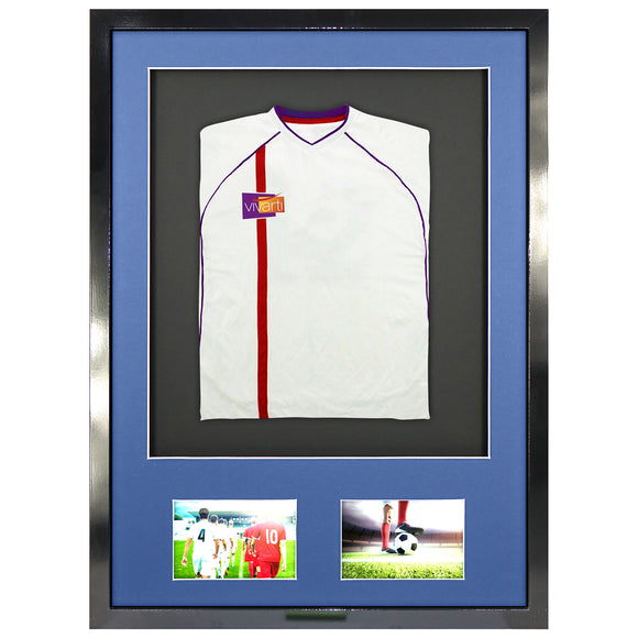 Vivarti DIY 3D Mounted + Double Aperture Sports Shirt Display Gloss Black Frame with Colour Mounts