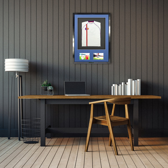 Vivarti DIY 3D Mounted + Double Aperture Sports Shirt Display Gloss Black Frame with Colour Mounts