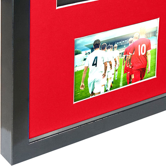 Vivarti DIY 3D Mounted + Double Aperture Sports Shirt Display Gloss Black Frame with Colour Mounts