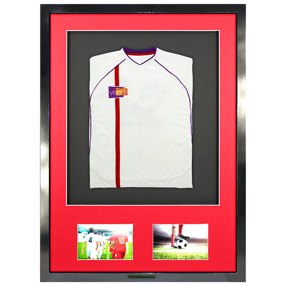 Vivarti DIY 3D Mounted + Double Aperture Sports Shirt Display Gloss Black Frame with Colour Mounts
