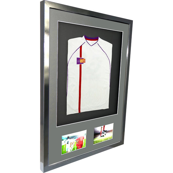 Vivarti DIY 3D Mounted + Double Aperture Sports Shirt Display Gloss Black Frame with Colour Mounts