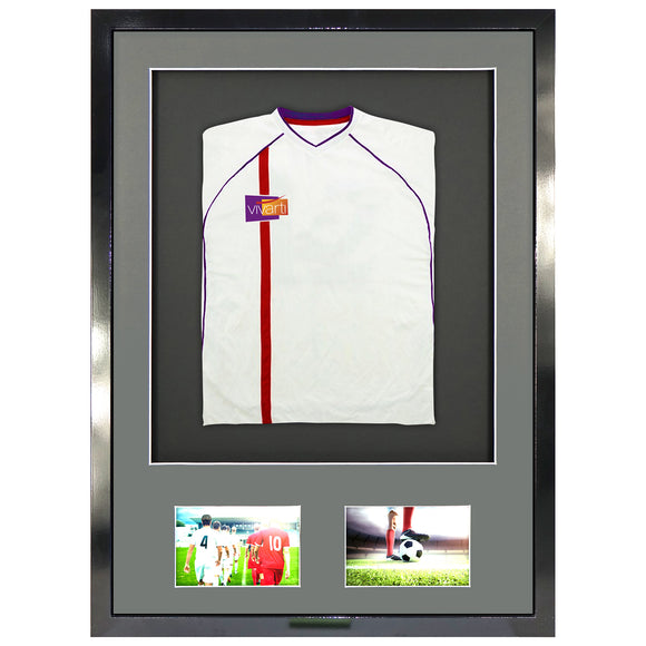 Vivarti DIY 3D Mounted + Double Aperture Sports Shirt Display Gloss Black Frame with Colour Mounts