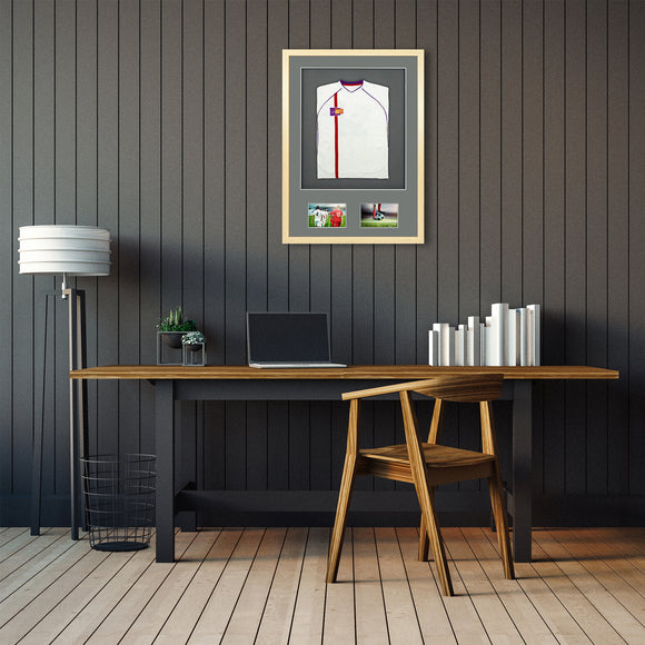 Vivarti DIY 3D Mounted + Double Aperture Sports Shirt Display Oak Frame with Colour Mounts