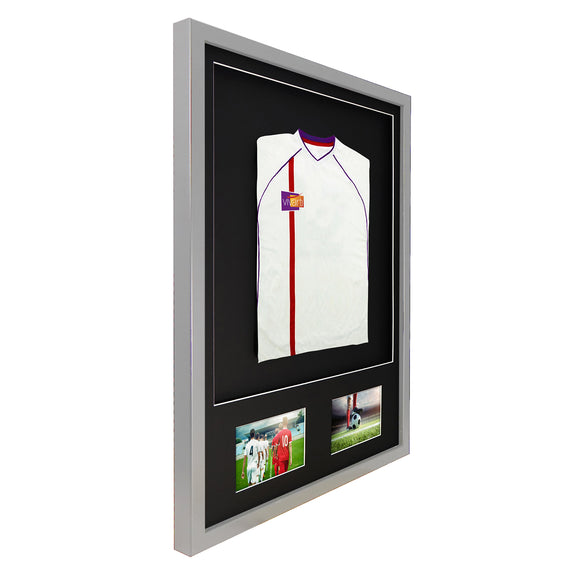 Vivarti DIY 3D Mounted + Double Aperture Sports Shirt Display Silver Frame