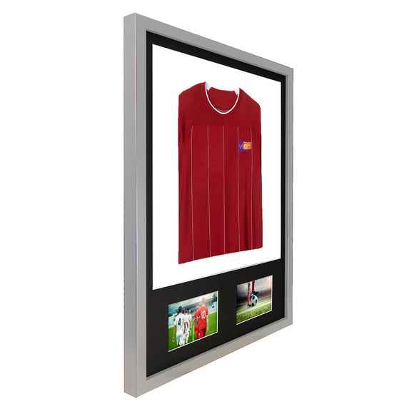 Vivarti DIY 3D Mounted + Double Aperture Sports Shirt Display Silver Frame