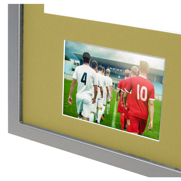 Vivarti DIY 3D Mounted + Double Aperture Sports Shirt Display Silver Frame with Colour Mounts