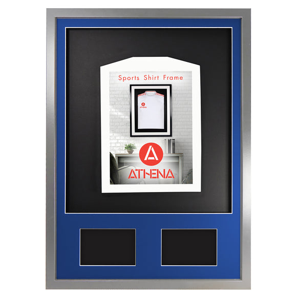 Vivarti DIY 3D Mounted + Double Aperture Sports Shirt Display Silver Frame with Colour Mounts