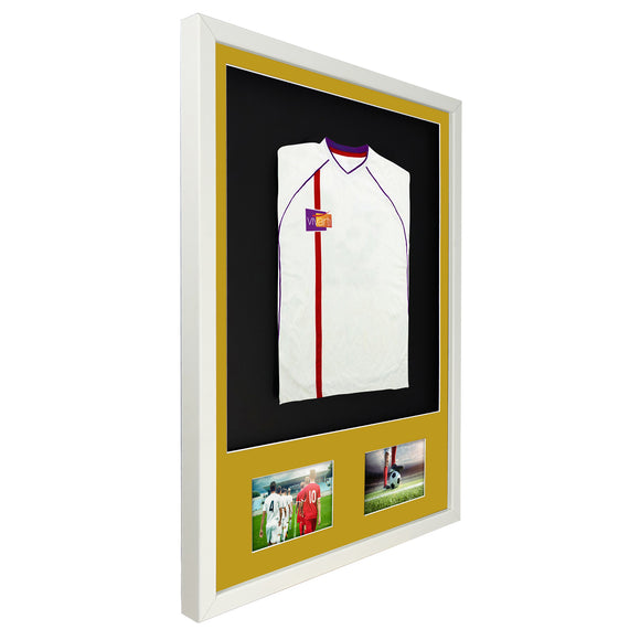 Vivarti DIY 3D Mounted + Double Aperture Sports Shirt Display White  Frame with Colour Mounts