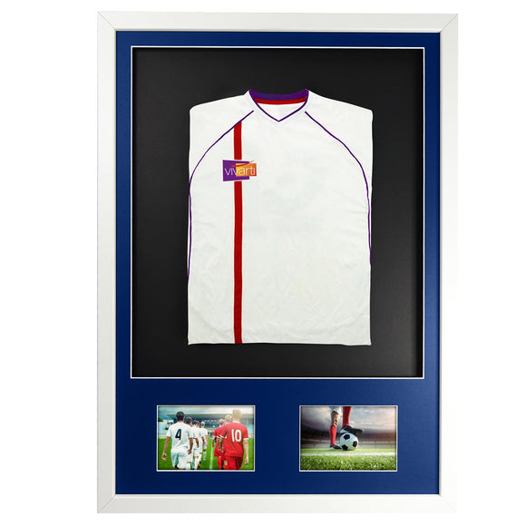 Vivarti DIY 3D Mounted + Double Aperture Sports Shirt Display White  Frame with Colour Mounts