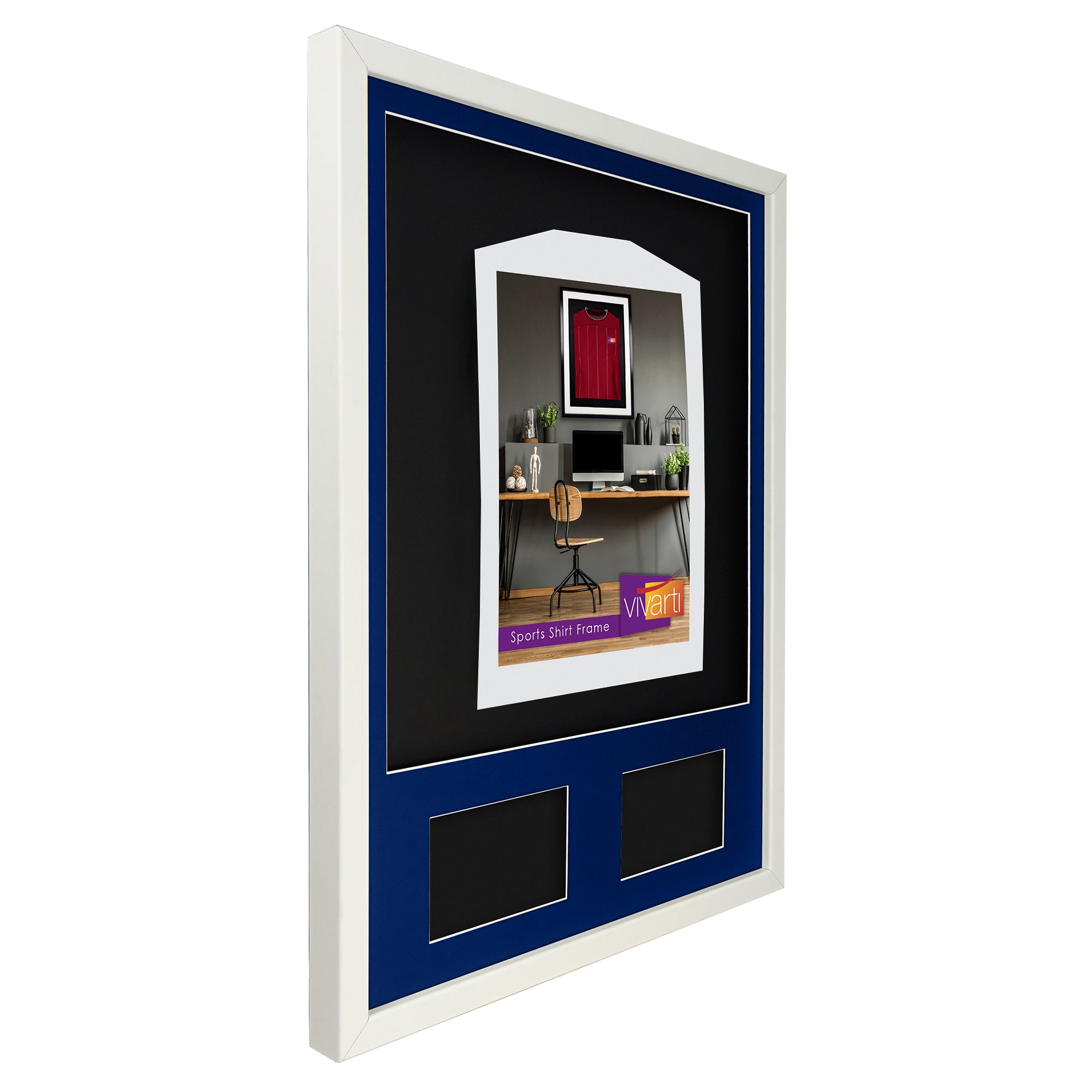 Vivarti DIY 3D Mounted + Double Aperture Sports Shirt Display White  Frame with Colour Mounts