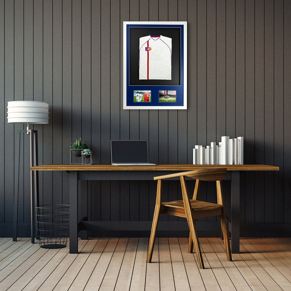 Vivarti DIY 3D Mounted + Double Aperture Sports Shirt Display White  Frame with Colour Mounts