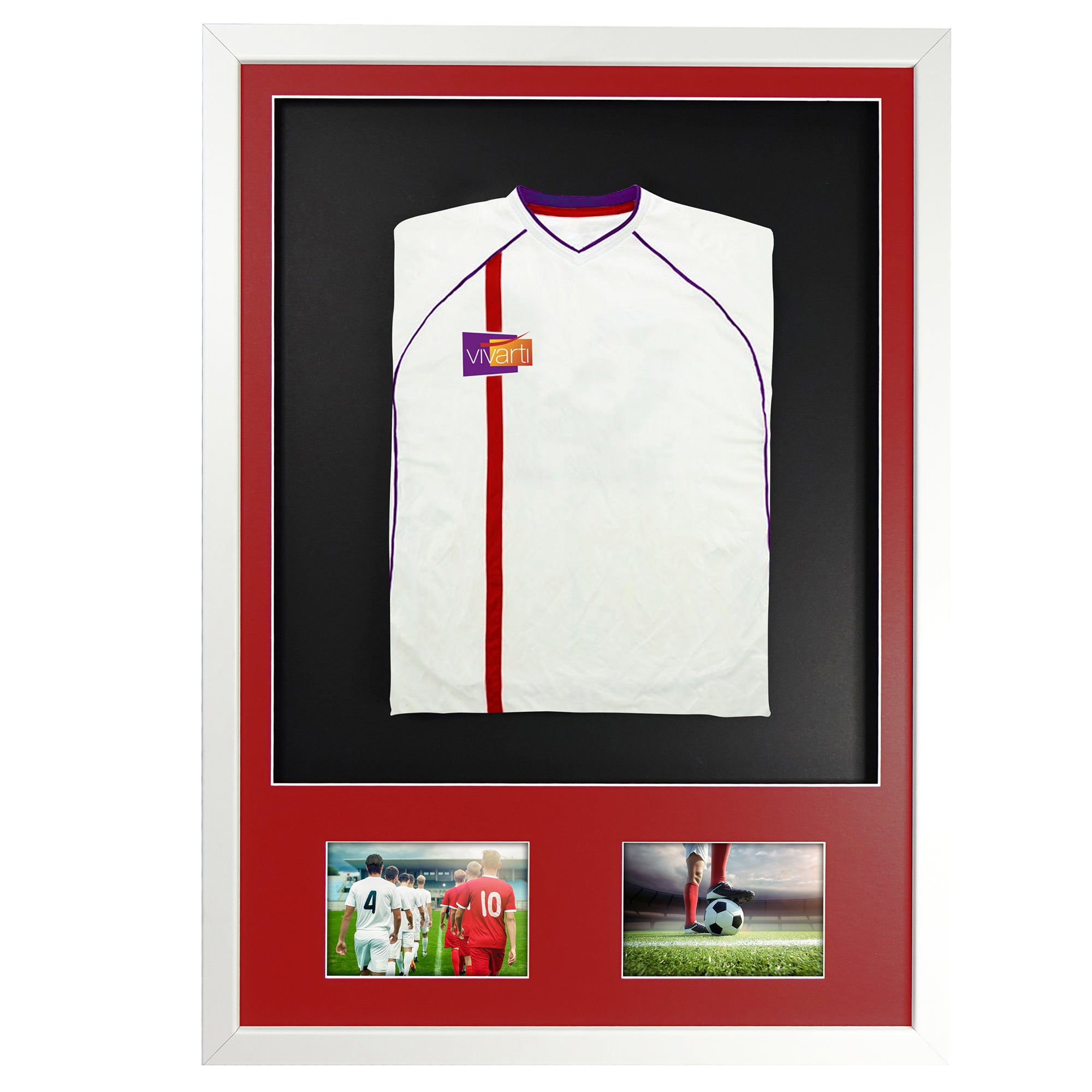 Vivarti DIY 3D Mounted + Double Aperture Sports Shirt Display White  Frame with Colour Mounts