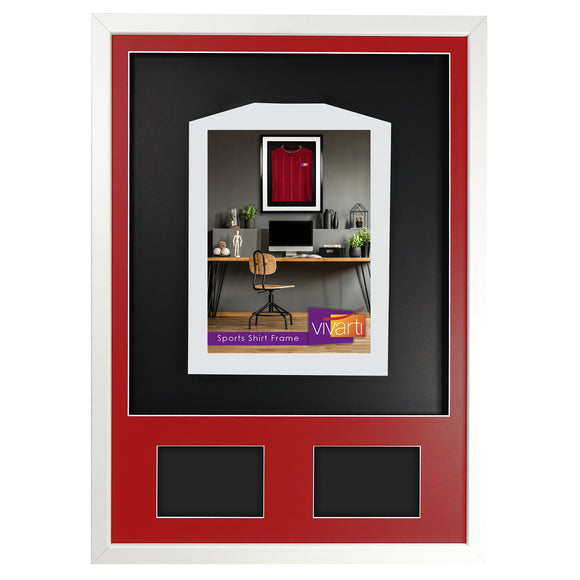 Vivarti DIY 3D Mounted + Double Aperture Sports Shirt Display Gloss White with Colour Mounts