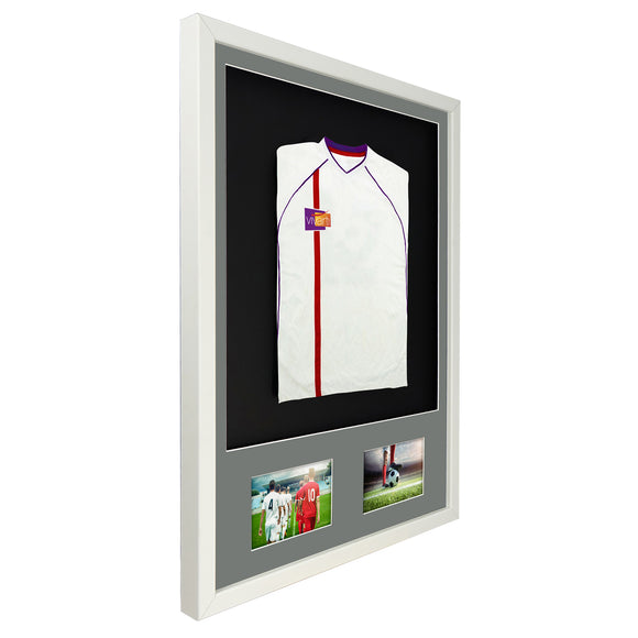 Vivarti DIY 3D Mounted + Double Aperture Sports Shirt Display White  Frame with Colour Mounts