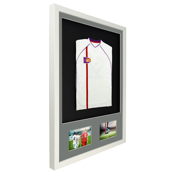 Vivarti DIY 3D Mounted + Double Aperture Sports Shirt Display Gloss White with Colour Mounts