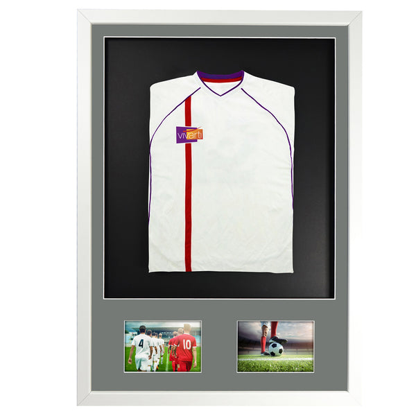 Vivarti DIY 3D Mounted + Double Aperture Sports Shirt Display Gloss White with Colour Mounts