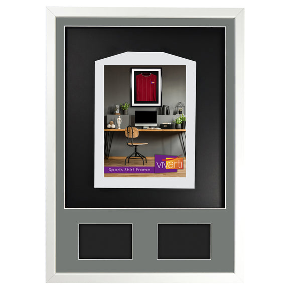 Vivarti DIY 3D Mounted + Double Aperture Sports Shirt Display Gloss White with Colour Mounts