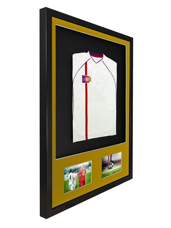Vivarti DIY 3D Mounted + Double Aperture Sports Shirt Display Black Frame with Colour Mounts