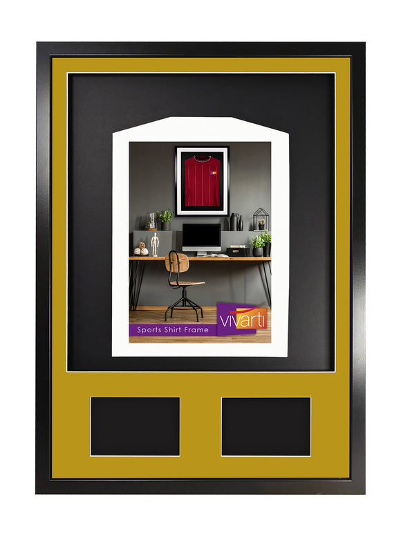 Vivarti DIY 3D Mounted + Double Aperture Sports Shirt Display Black Frame with Colour Mounts