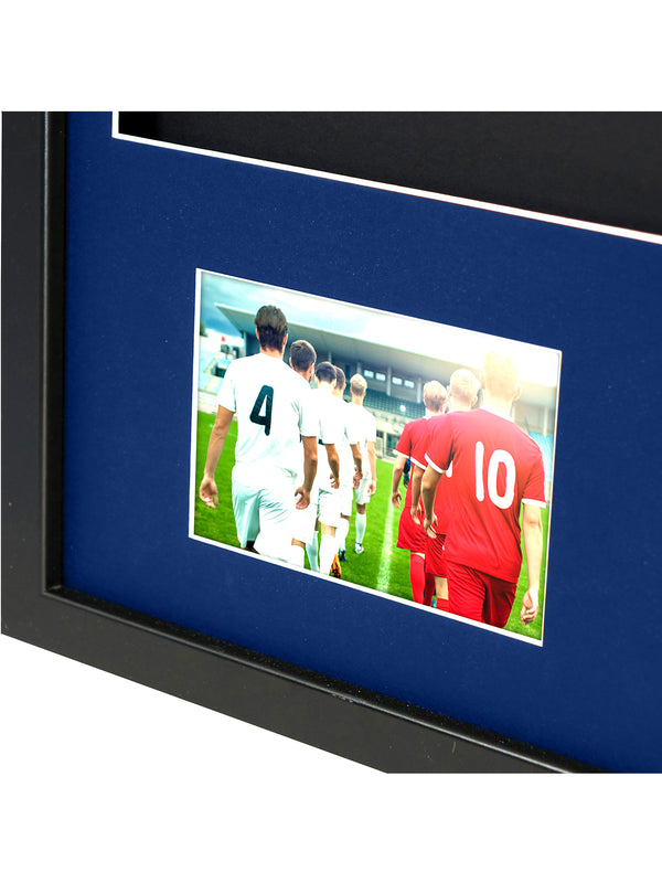 Vivarti DIY 3D Mounted + Double Aperture Sports Shirt Display Black Frame with Colour Mounts