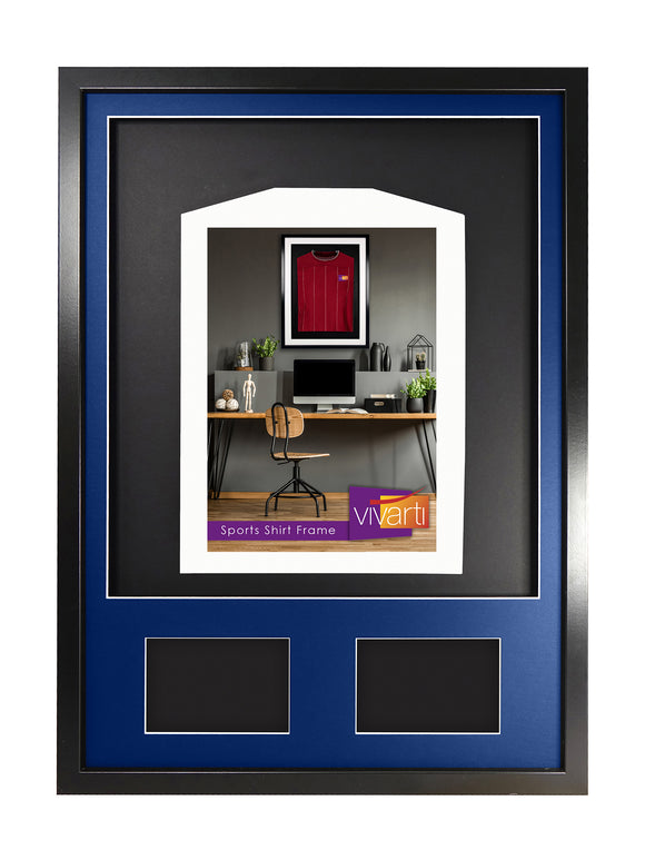 Vivarti DIY 3D Mounted + Double Aperture Sports Shirt Display Black Frame with Colour Mounts