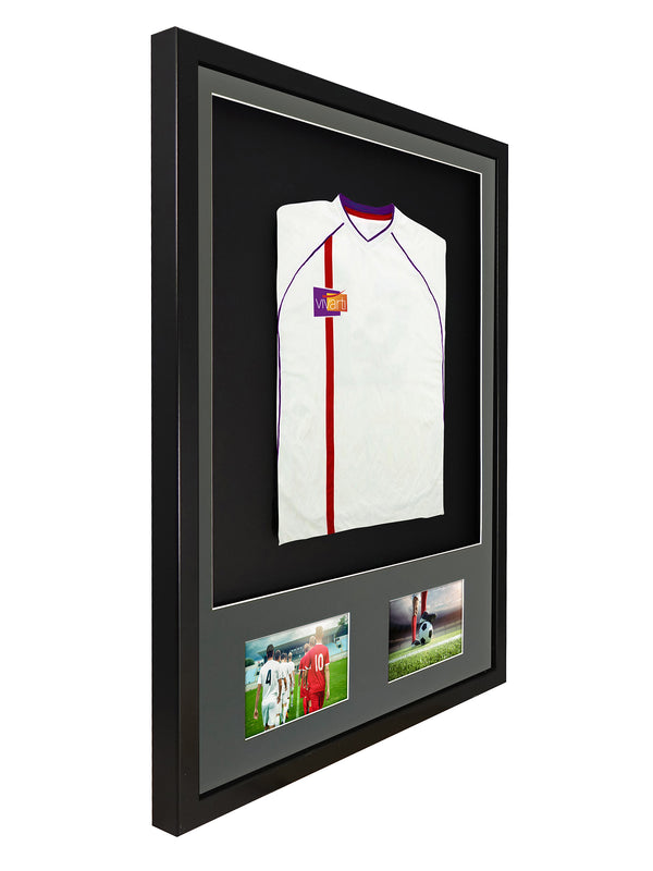 Vivarti DIY 3D Mounted + Double Aperture Sports Shirt Display Black Frame with Colour Mounts