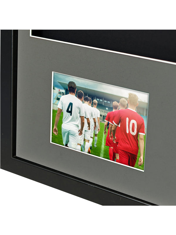 Vivarti DIY 3D Mounted + Double Aperture Sports Shirt Display Black Frame with Colour Mounts