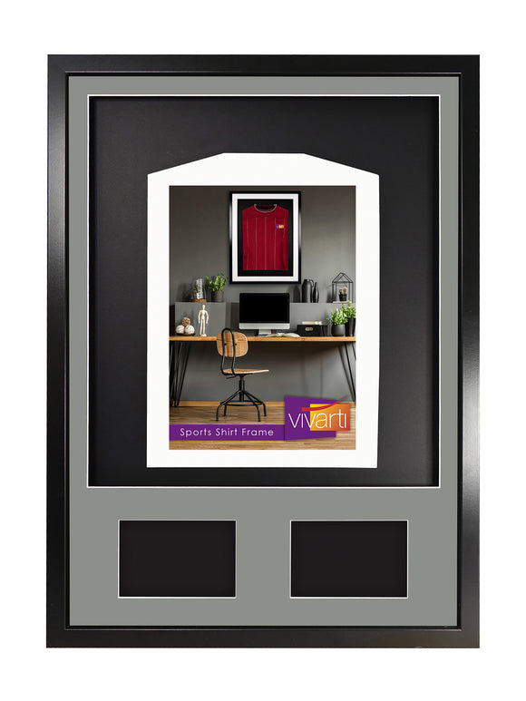 Vivarti DIY 3D Mounted + Double Aperture Sports Shirt Display Black Frame with Colour Mounts