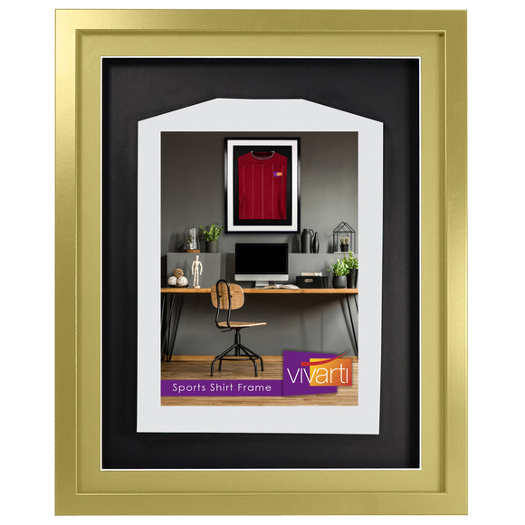 Vivarti DIY 3D Mounted Sports Shirt Display Gold  Frame with Colour Mounts