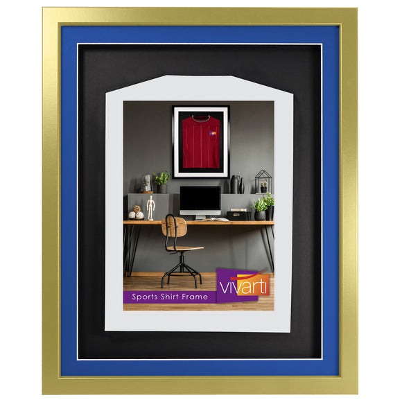 Vivarti DIY 3D Mounted Sports Shirt Display Gold  Frame with Colour Mounts