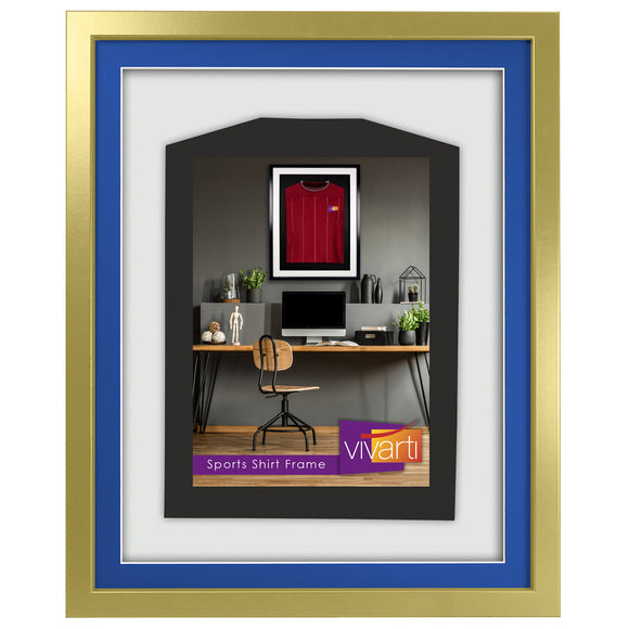 Vivarti DIY 3D Mounted Sports Shirt Display Gold  Frame with Colour Mounts