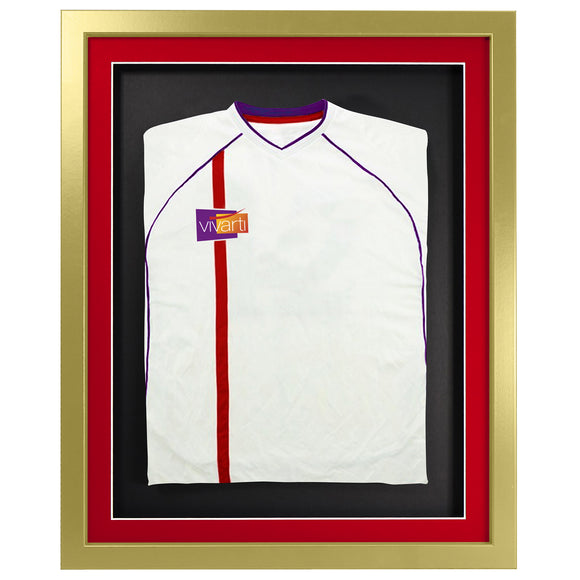 Vivarti DIY 3D Mounted Sports Shirt Display Gold  Frame with Colour Mounts
