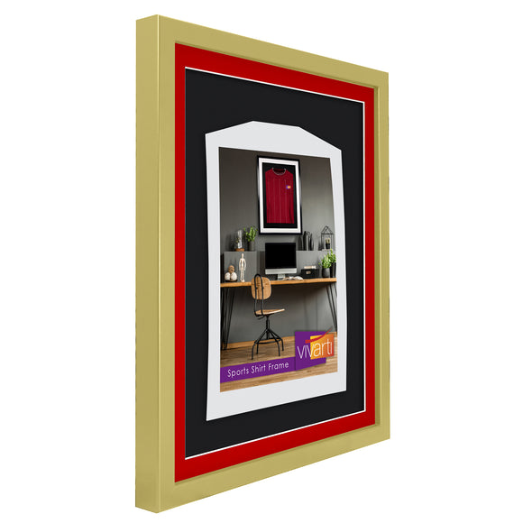 Vivarti DIY 3D Mounted Sports Shirt Display Gold  Frame with Colour Mounts