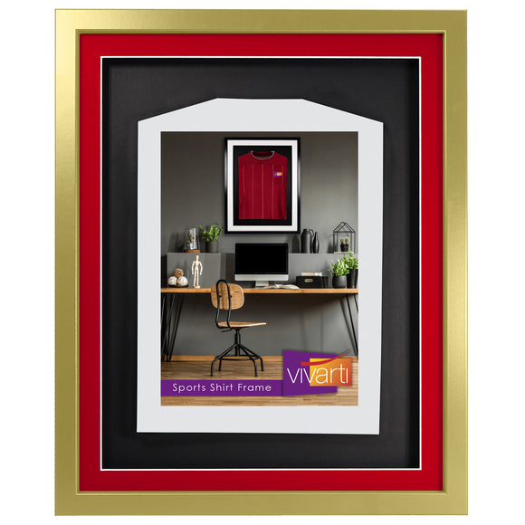 Vivarti DIY 3D Mounted Sports Shirt Display Gold  Frame with Colour Mounts