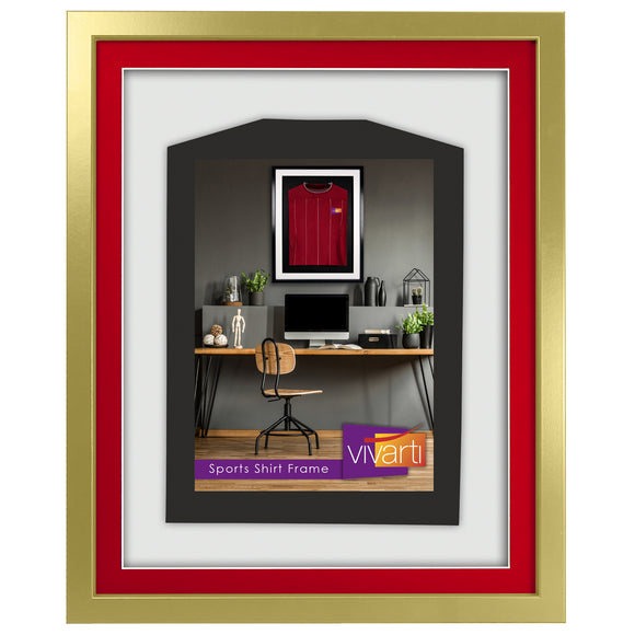Vivarti DIY 3D Mounted Sports Shirt Display Gold  Frame with Colour Mounts