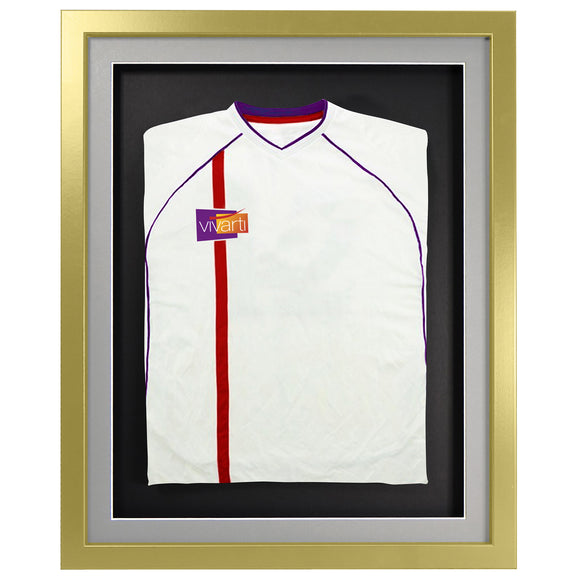 Vivarti DIY 3D Mounted Sports Shirt Display Gold  Frame with Colour Mounts