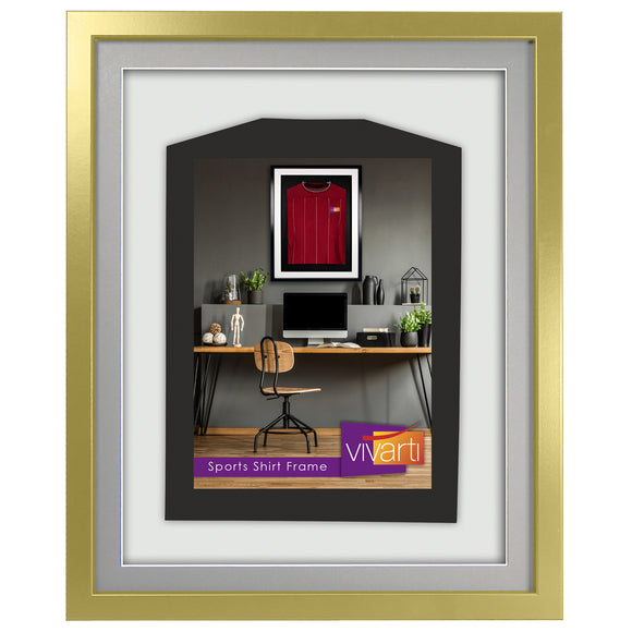 Vivarti DIY 3D Mounted Sports Shirt Display Gold  Frame with Colour Mounts