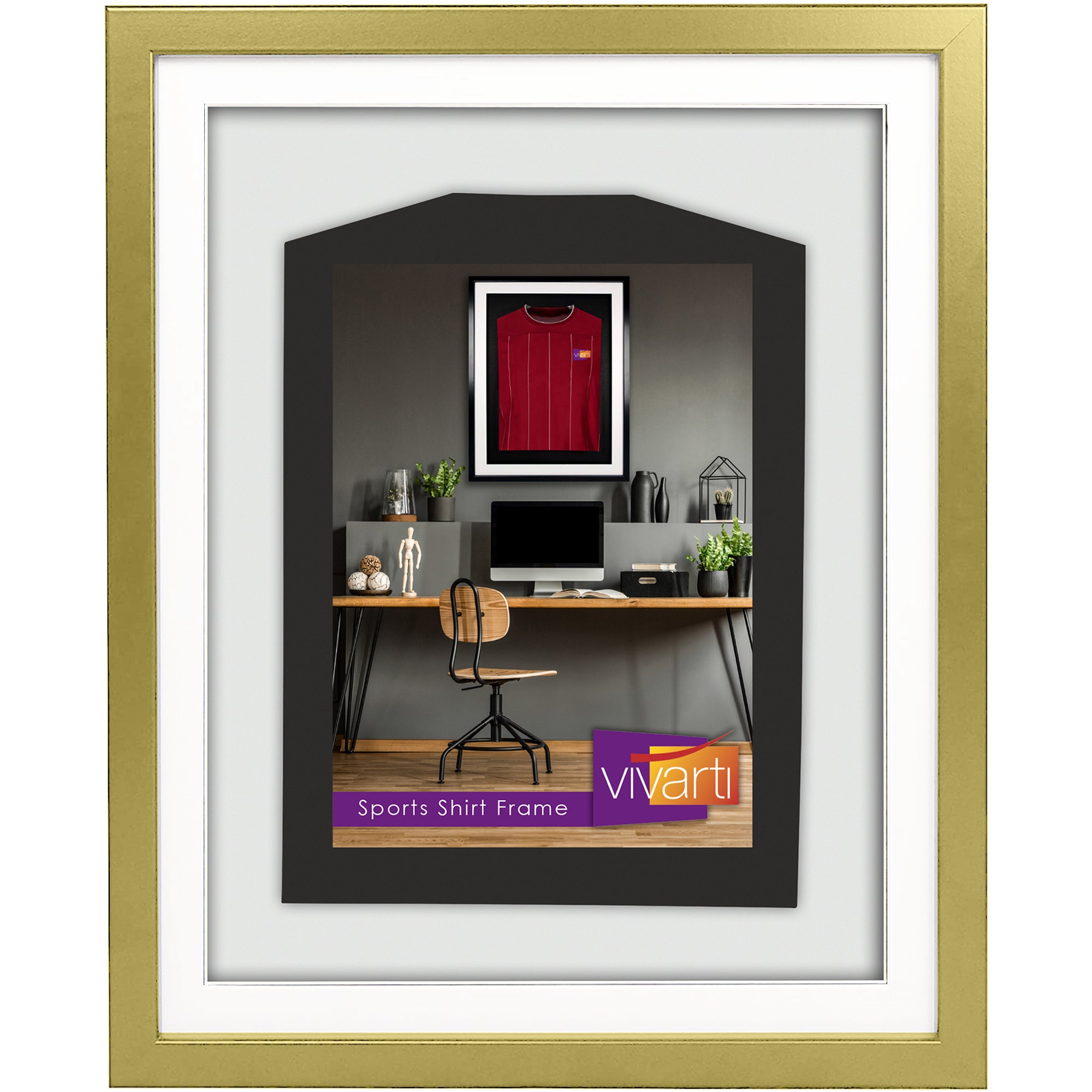 Vivarti DIY 3D Mounted Sports Shirt Display Gold Frame