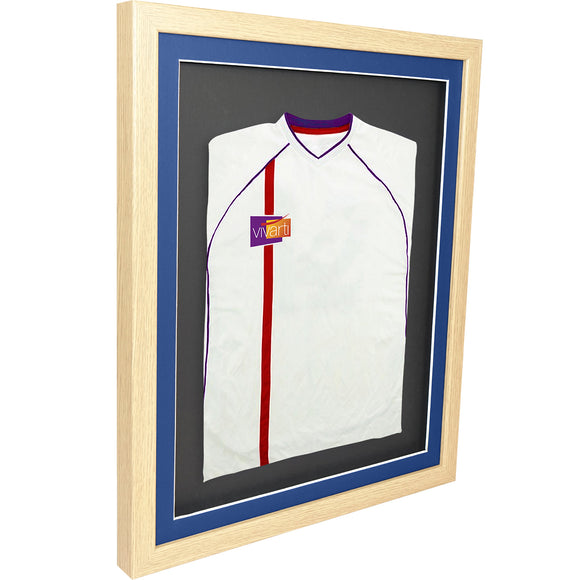 Vivarti DIY 3D Mounted Sports Shirt Display Oak Frame with Colour Mounts