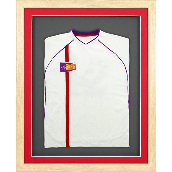 Vivarti DIY 3D Mounted Sports Shirt Display Oak Frame with Colour Mounts